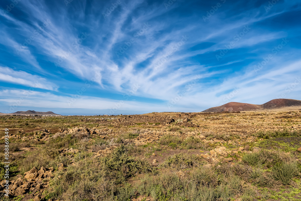 Fototapeta premium Road to Calderon Hondo volcanic crater on Fuerteventura, Spain