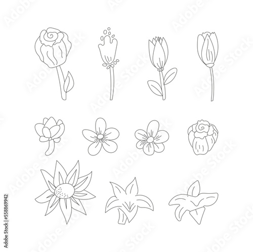 set of flowers