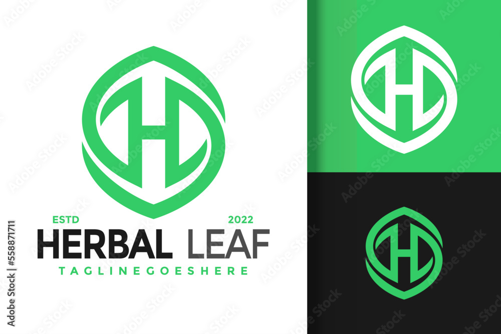 Letter H Herbal Leaf Logo Design Element Stock Vector Illustration Template Letter H Herbal Leaf Logo Design Element Stock Vector Illustration Template