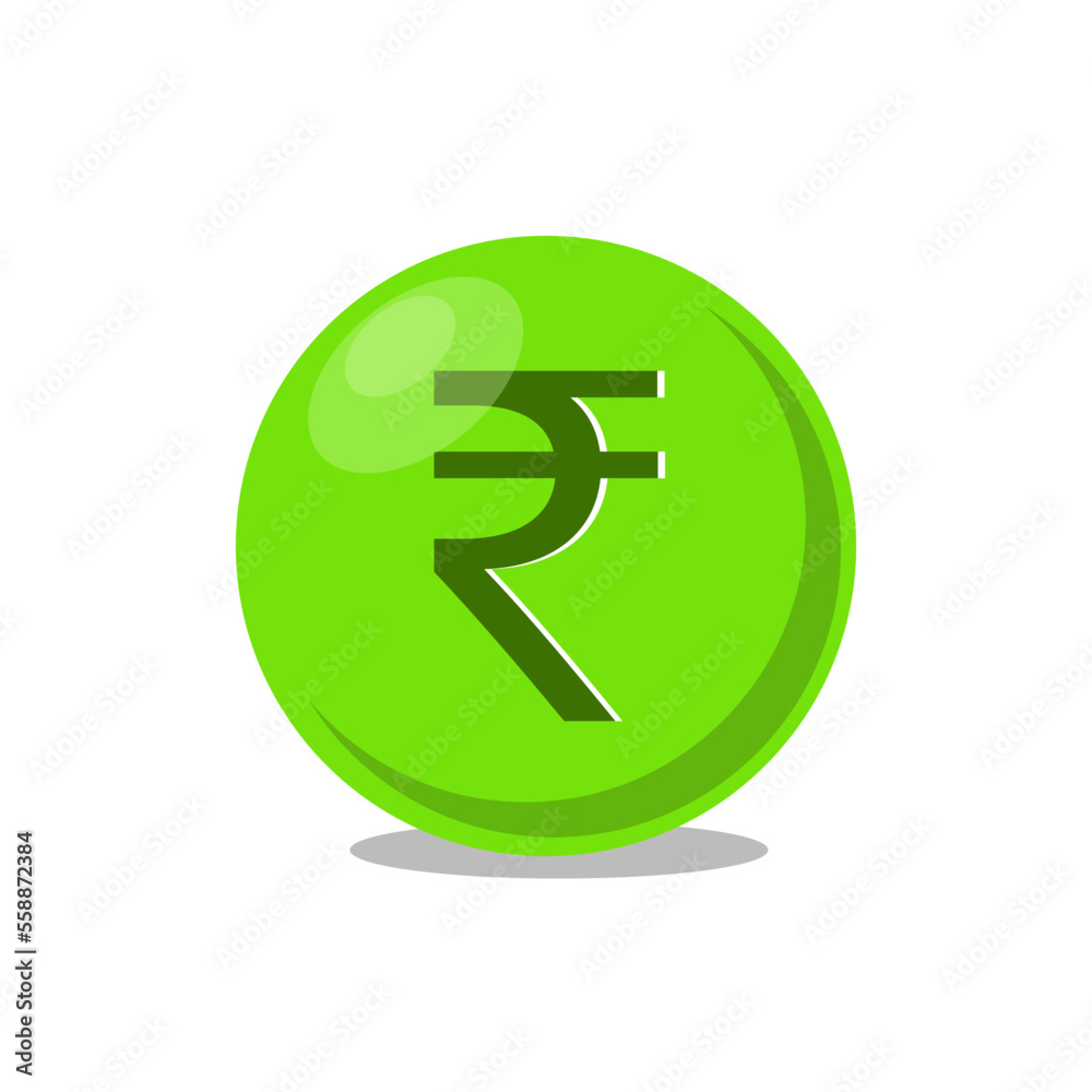 Rupee currency green money icon label sign design vector Rupee currency green money icon label sign design vector