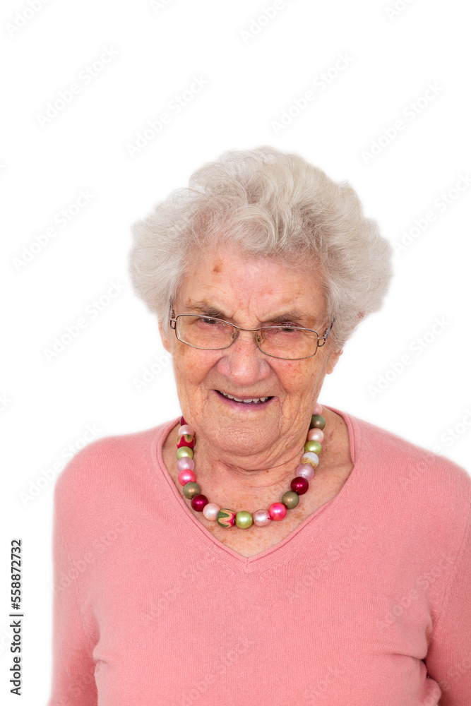portrait of old woman looking happy and positive portrait of old woman looking happy and positive
