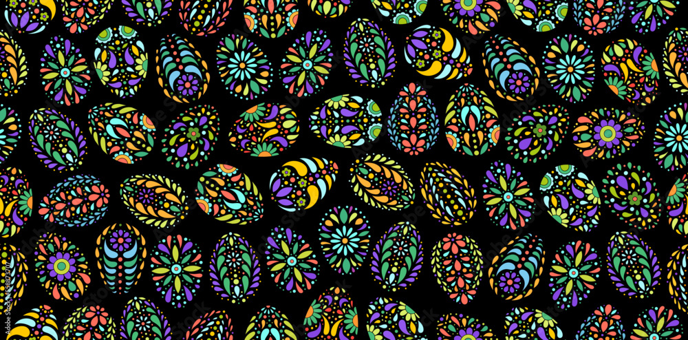 Easter eggs pattern. Color egg background. Easter symbol. Fabric Easter texture. Egg hunt vector illustration. Happy Easter day backdrop. Painted eggs print. Easter eggs pattern. Color egg background. Easter symbol. Fabric Easter texture. Egg hunt vector illustration. Happy Easter day backdrop. Painted eggs print.