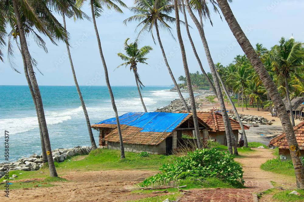 Tropical Indian village in Varkala, Kerala, India