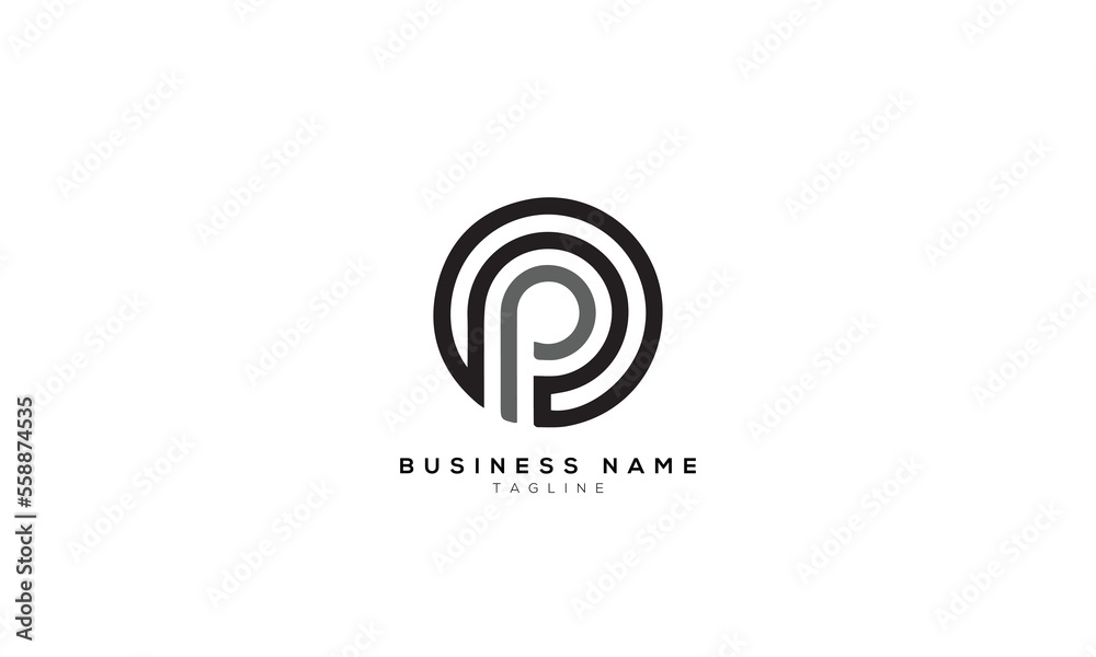 OP, PO, P, PC, CP, PP, Abstract initial monogram letter alphabet logo design