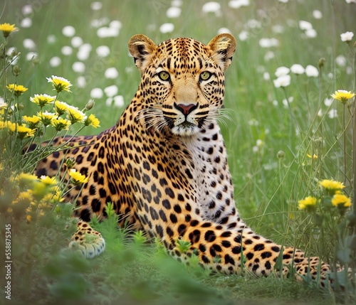 wild leopard in the grass
