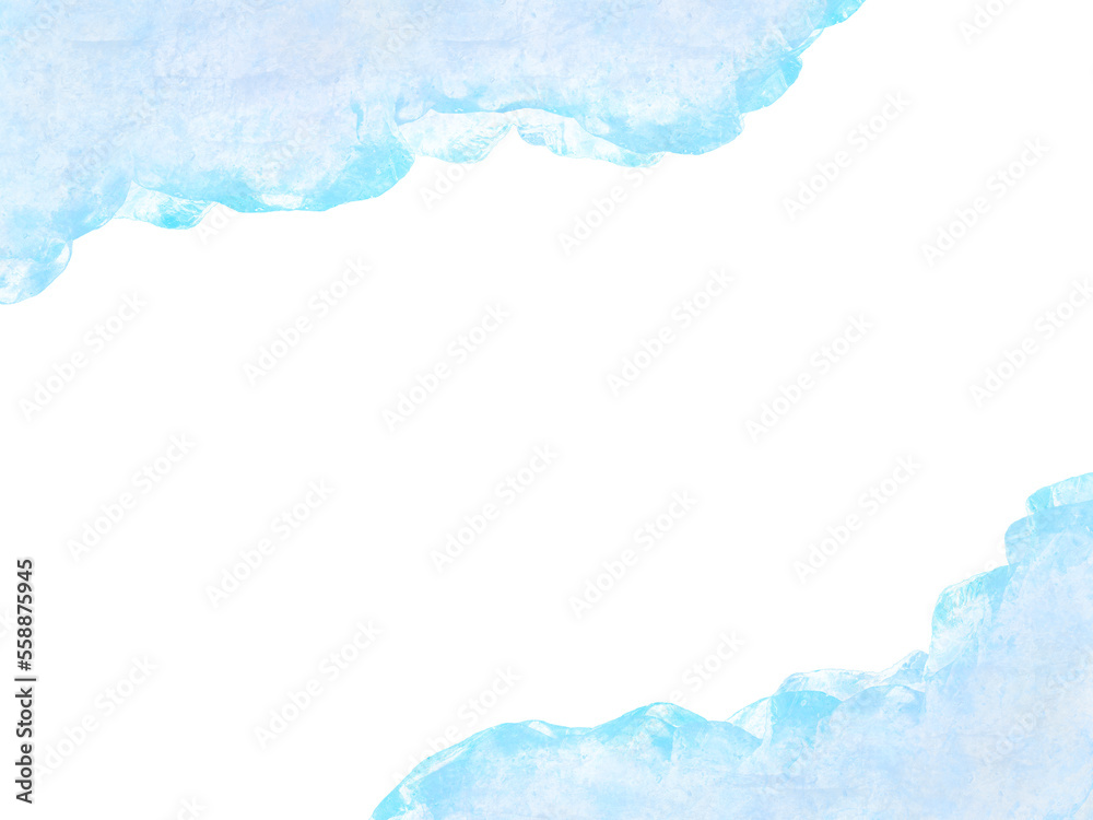 リアルな冷たい氷のフレーム背景イラスト　ブルー