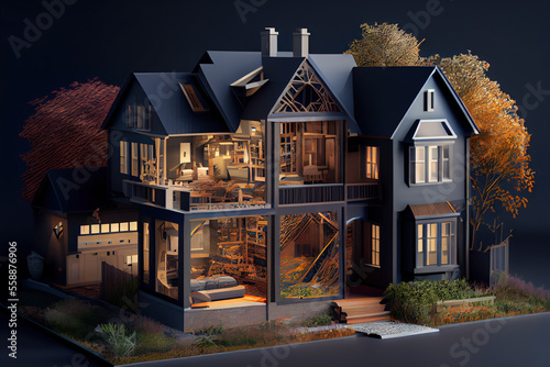 3d model of a house concept, Generative AI
