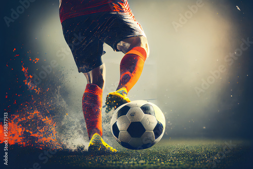 Football player and soccer ball, Generative AI © fusebulb
