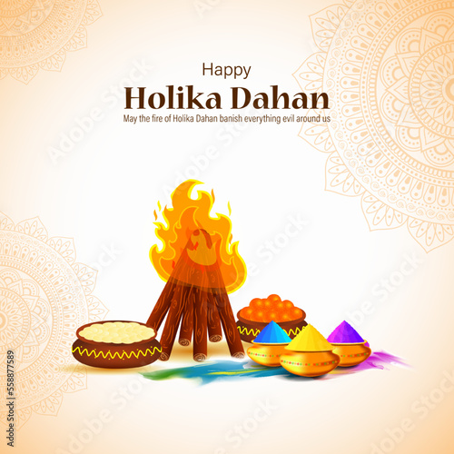 Vector illustration for Indian festival Holika Dahan wishes photo