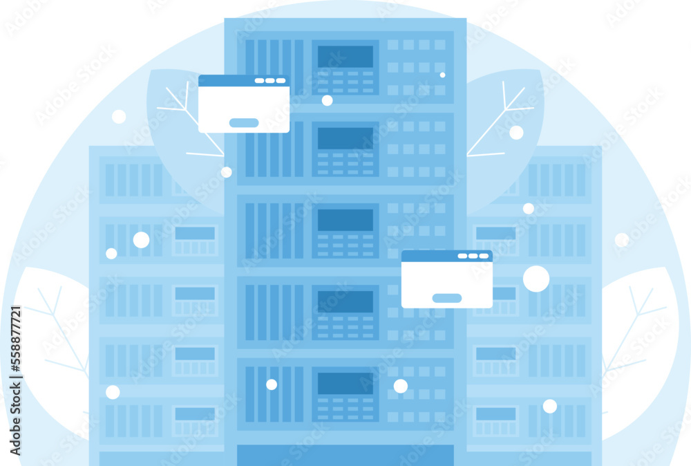 Background with servers. Bid data. Data science concept. Vector graphics Background with servers. Bid data. Data science concept. Vector graphics