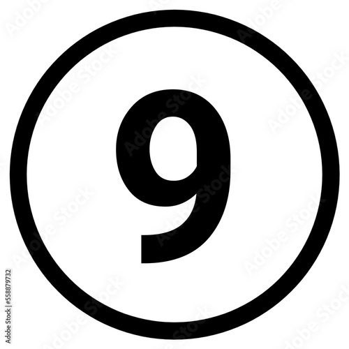 Numbered 9 circle icon 