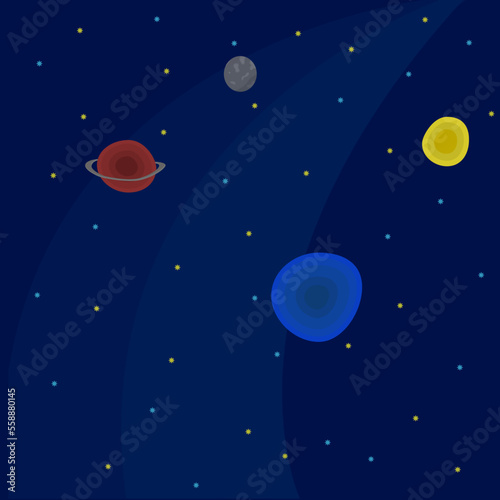 Fototapeta Naklejka Na Ścianę i Meble -  Space with planets and stars