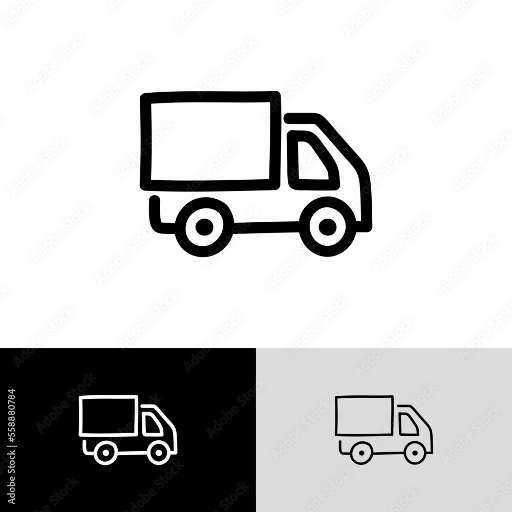 Shipping car doodle icon. Fast delivery. Lorry. Moving service. Vector illustration. Shipping car doodle icon. Fast delivery. Lorry. Moving service. Vector illustration.