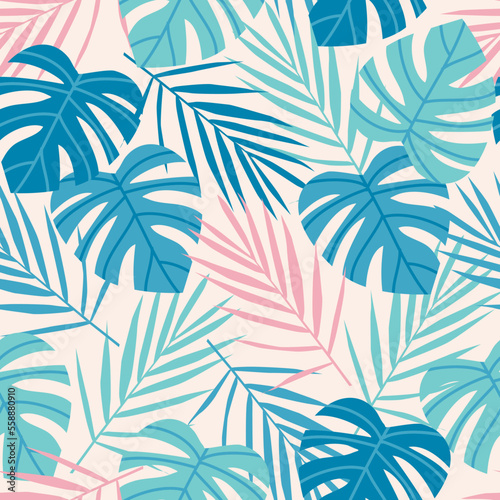 Bold Seamless Repeat Tropical Leaf Monstera Pattern