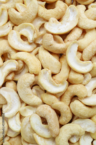 Top View of Heap of Uncooked Cashew Nut Kernels