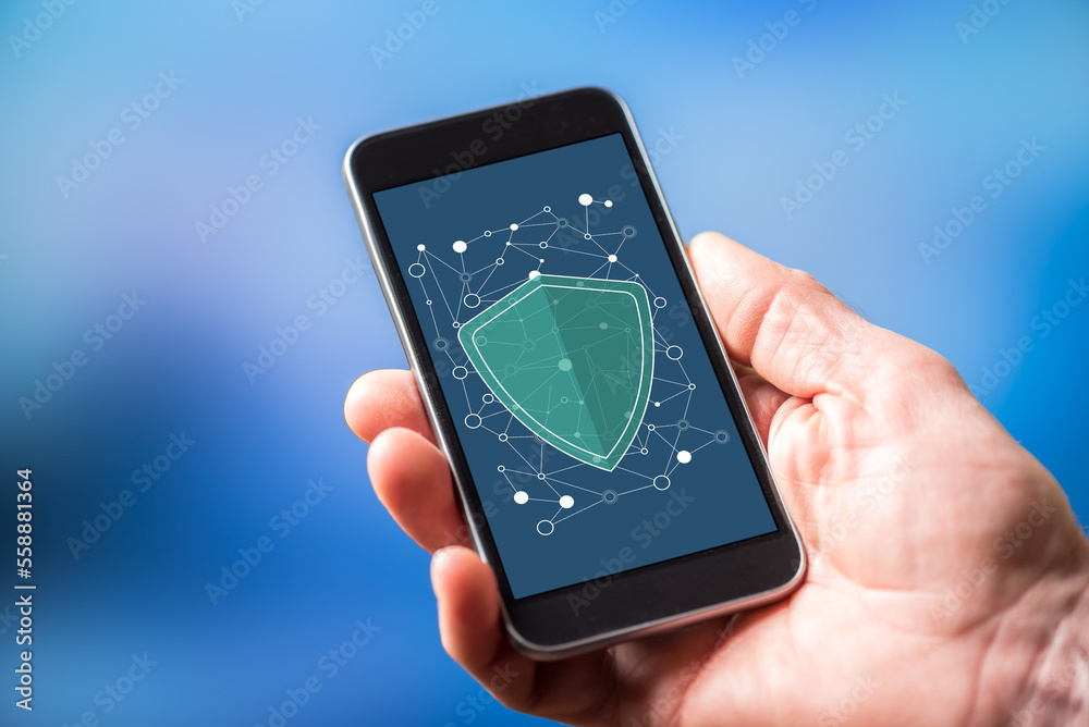 Network safety concept on a smartphone Network safety concept on a smartphone