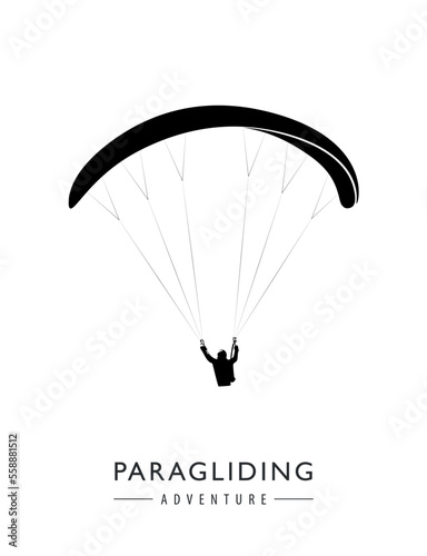 paragliding adventure paraglider silhouette isolated on white