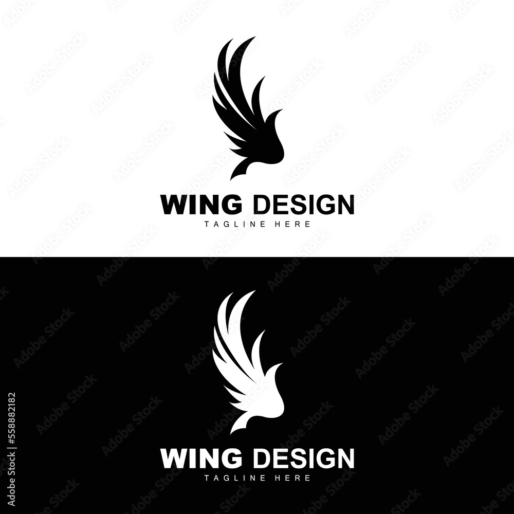 Obraz premium Wings Logo, Phoenix Logo, Bird Wing Vector, Template Illustration, Wing Brand Design