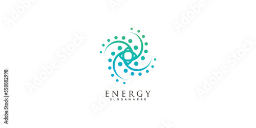 Energy logo with spinning icon design vector illustration