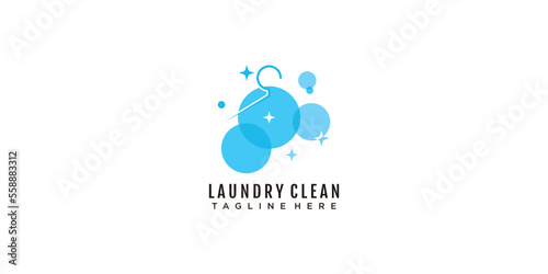Laundry logo with creative concept design icon vector