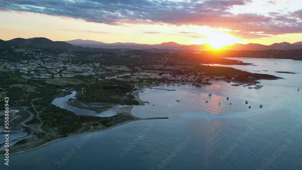 Mountain Sunset at Loiri Porto San Paolo in Sardinia, Italy - Aerial 4k Mountain Sunset at Loiri Porto San Paolo in Sardinia, Italy - Aerial 4k