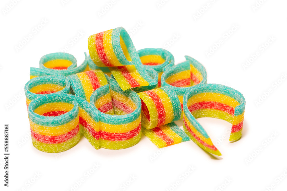Colorful gummy candies. Isolated on a white background. Colorful gummy candies. Isolated on a white background.