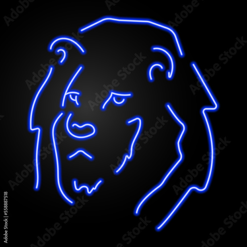 lion neon sign, modern glowing banner design, colorful modern design trends on black background. Vector illustration. photo