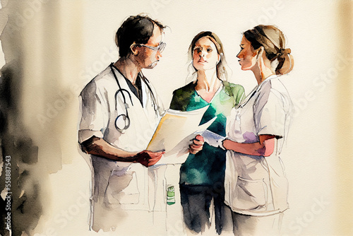 Krankenschwestern mit Arzt, Generative KI photo