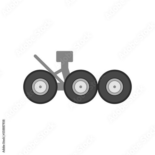 Aircraft landing gear isolated on white background. Airplane parts flat vector. Maintenance, aerospace or aviation industry concept