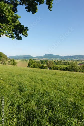Countryside landscape in Jebenhausen village Baden-Wurttemberg  Germany. The view to Fuchseck mountain.