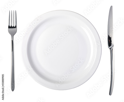 Fotografie, Obraz plate and cutlery on transparent background. png file