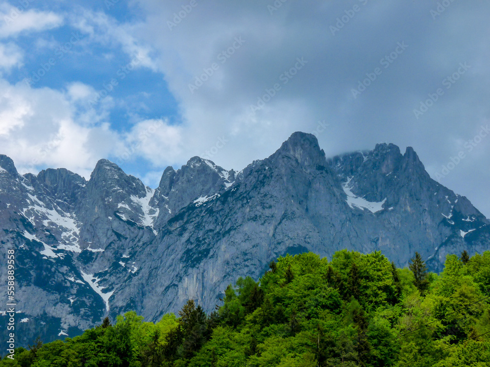 Austria, Salzburg, a large mountain in the background Austria, Salzburg, a large mountain in the background