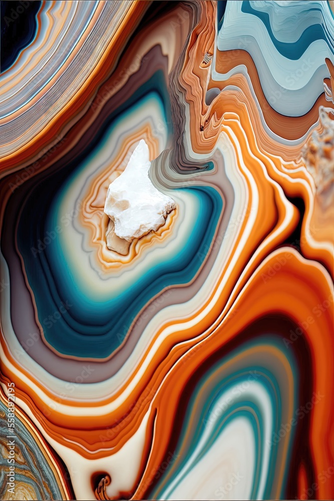 Agate de marbre abstrait multicolore, lignes géométriques fond d'écran art d'illustration 3d