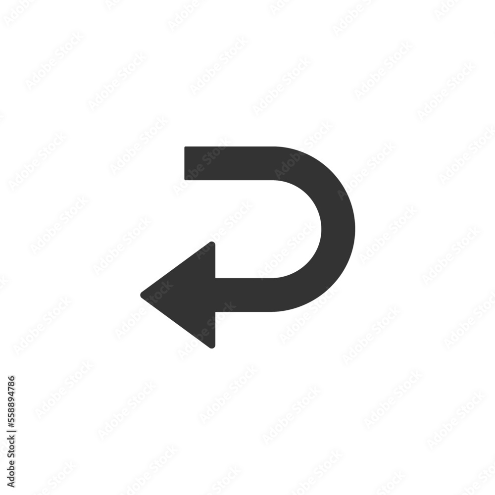 Right arrow curving left icon. Multimedia symbol modern, simple, vector