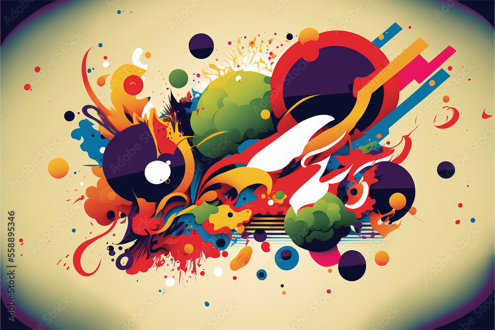 floating graffiti style background art work, created with generative ai technology Stock