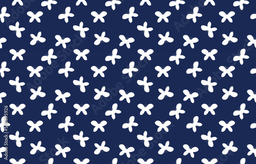 white and blue butterflies silhouettes pattern design for book cover,background,carpet,wallpaper,clothing,wrapping,Batik,fabric,Vector illustration embroidery style.