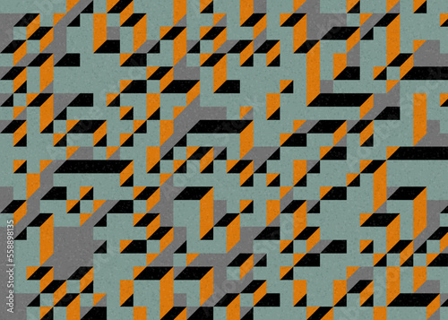 Obraz na płótnie Implementation of Edward Zajec’s “Il Cubo” from 1971. Essentially a Truchet tile set of 8 tiles and rules for placement art illustration w salonie