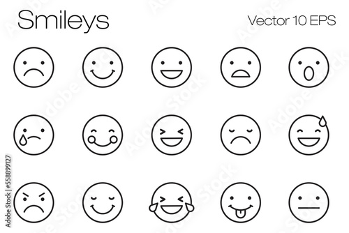 Faces simple icons. Set of emoticons illustrations