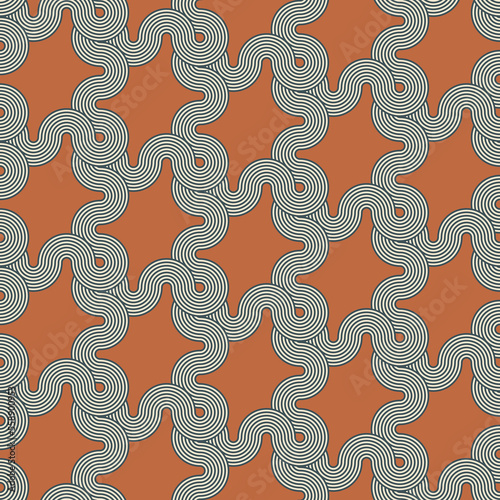 Abstract Complex Wavy Stripes Circles Labyrinth Maze Optical Illusion Hypnotic Geometric Seamless Vector Pattern Trendy Fashion Colors Minimalist Concept Perfect for Allover Fabric Print