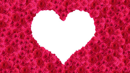love heart with pile of red rose for valentine or wedding event