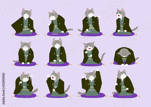 落語ねこ　寄席で落語をする　落語家グレーネコ
