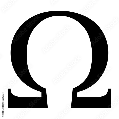 Greek Alphabet Symbol Omega on Transparent Background