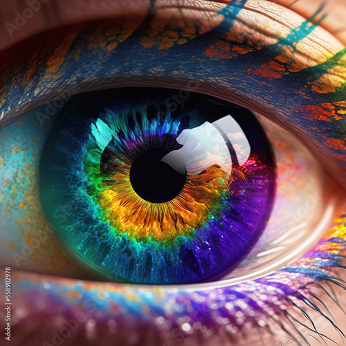 Pupille in Regenbogenfarben - Generative AI