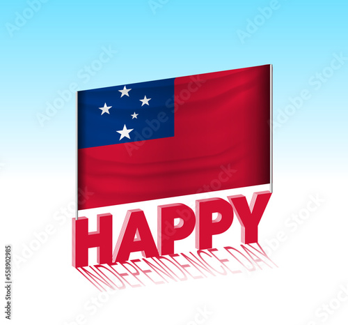 Samoa independence day. Simple Samoa flag and billboard in the sky. 3d lettering template. Ready special day design message. Free Download Samoa independence day. Simple Samoa flag and billboard in the sky. 3d lettering template. Ready special day design message. - GFXLoad