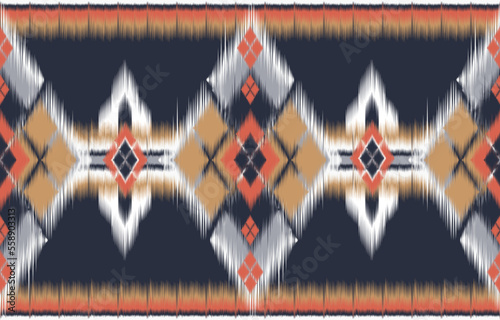 Oriental traditional ikat ethnic textile pattern Design for book cover,background,carpet,wallpaper,clothing,wrapping,Batik,fabric,Vector illustration embroidery style.