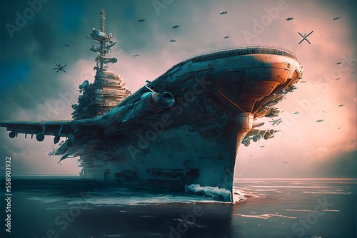 Billede på lærred Modern battleship courtesy of the Navy