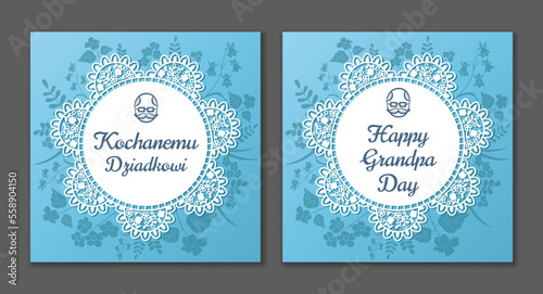 Grandpa day card. Grandfather day. Vector design. Polish and english.