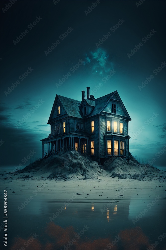 Thriller house. An abandoned building in the beach. Generated AI image
Thriller house. An abandoned building in the beach. Generated AI image