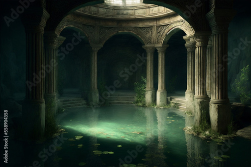 Obraz na płótnie Generative AI illustration of ancient cistern