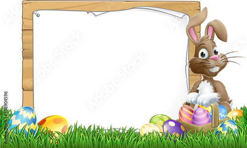 Easter Bunny Sign Eggs Bask...
